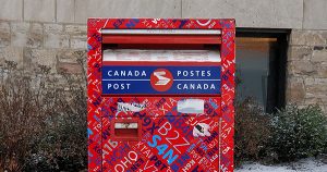 An image of a canada post mailbox.