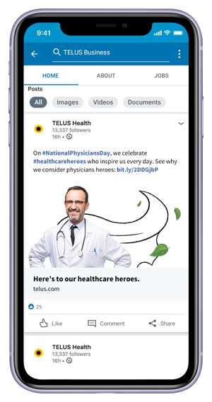 TELUS Health Heroes campaign Social Media Post