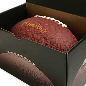 An image of Nulogy's branded box and football.