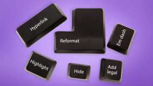 keyboard keys against a purple background